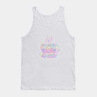 Coffee Hot Cup Silhouette Shape Text Word Cloud Tank Top